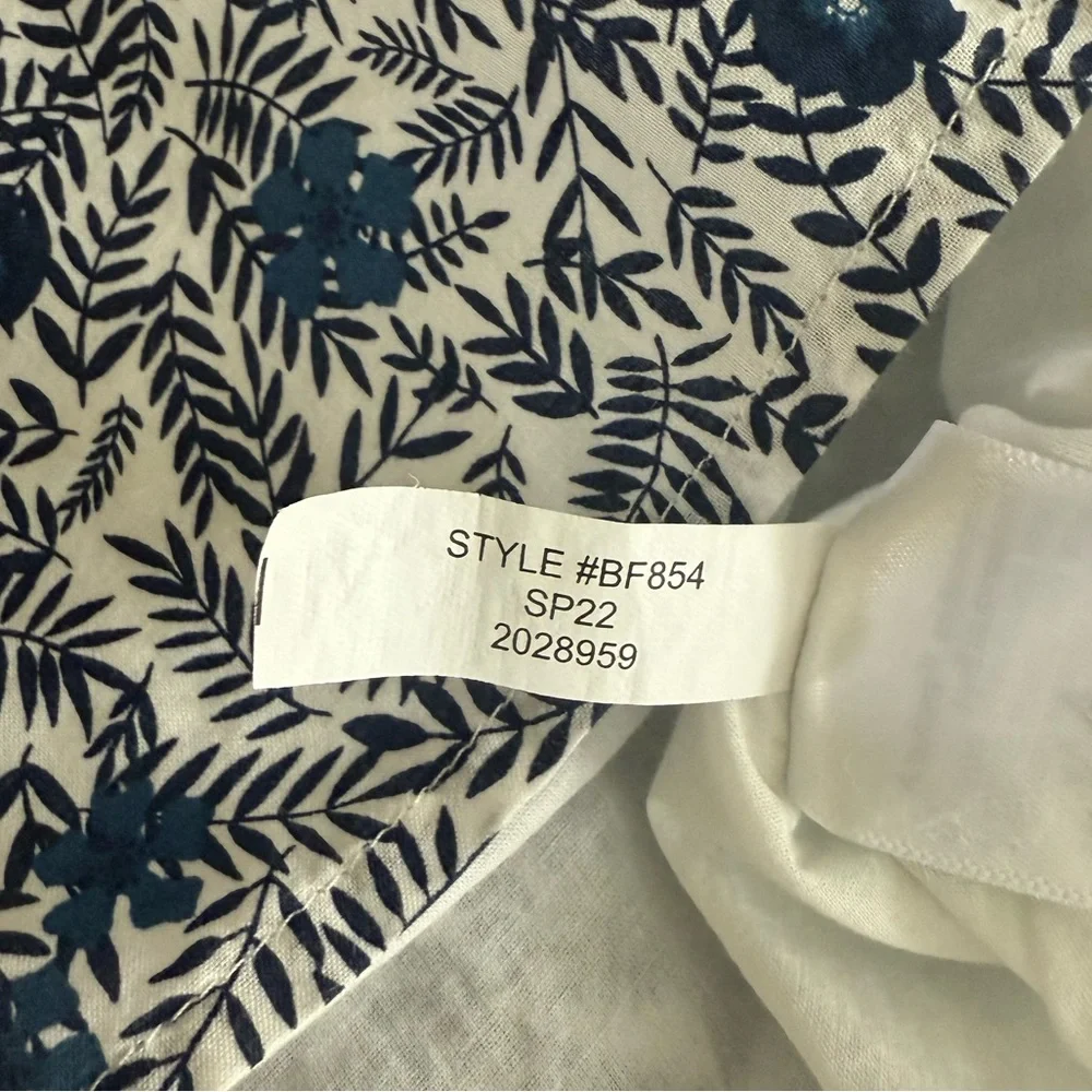 J. Crew Navy and White Floral Long-Sleeve Button Dress - Picture 16 of 16